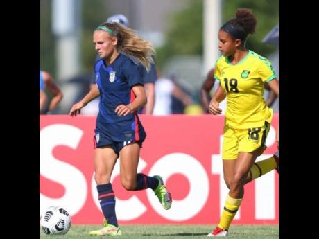 Action in the Concacaf Girls’ Under-15 Championship game between the United States and Jamaica at the Hillborough Country Sportsplex in Tampa, Florida, on Tuesday.