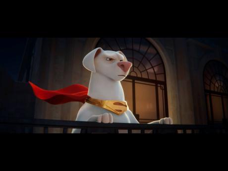Krypto, voiced by Dwayne Johnson, in a scene from ‘DC League of Super Pets’. 