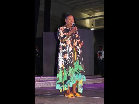 Minister of Culture, Gender, Entertainment and Sport, Olivia ‘Babsy’ Grange appears mid-concert at Original Dancehall Stylee, held inside the National Indoor Sports Centre last Wednesday, giving thanks and praises to both the performers and patrons who