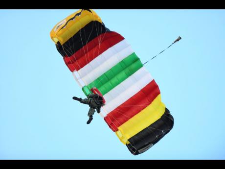 Paratroopers from Guyana were dispatched to wish Jamaica ‘Happy Independence’.