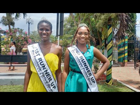 Sabrina Johnson (left) and Sherith Murray, first and second runners-up, respectively, of the Manchester Festival Queen Competition. 