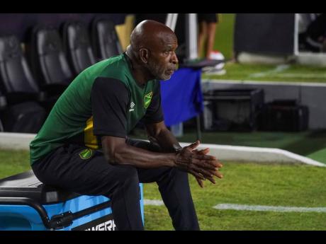 Jamaica’s coach Lorne Donaldson watches the Reggae Girlz during a Concacaf Women’s Championship semi-final match against Canada in Monterrey, Mexico on Thursday, July 14, 2022. 