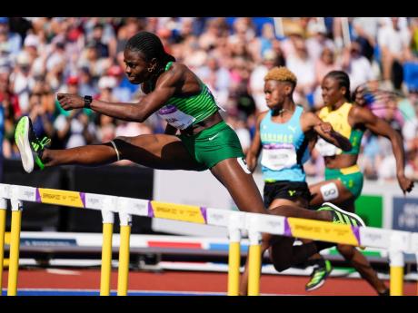 Tobi Amusan of Nigeria competes in the women’s 100 metres hurdles final inside the Alexander Stadium at the Commonwealth Games in Birmingham, England on Sunday.