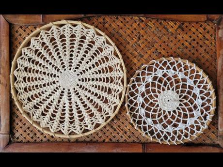 Upcycled vintage doilies used to make unique wall art pieces.