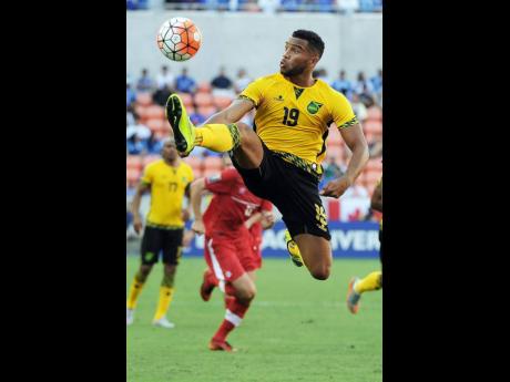 Adrian Mariappa in action for Jamaica in a Gold Cup match against Canada in 2015. 