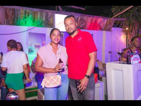 Distributor Manager at Red Stripe, Royan Prince (left) and Red Stripe’s Brand Manager, Nathan Nelms made a link at Thursday Night Live Acoustics in the City to experience the high-energy performances of seasoned entertainer Capleton and newcomer Jahvilla