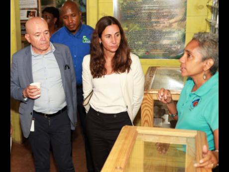 Head of cooperation for the European Delegation to Jamaica, Aniceto Rodriguez Ruiz(left) and Director General for International Partnerships for the European Commission Olga Baus (second right) with executive director of the Jamaica Conservation and Develo