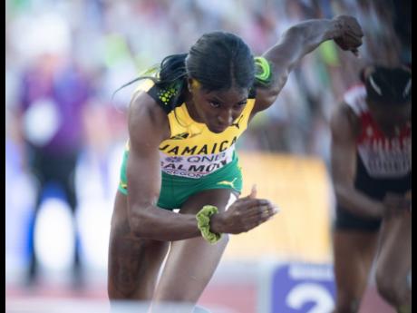Shiann Salmon of Jamaica competing in heat three of the women’s 400m hurdles semi-final at the World Athletics Championships at Hayward Field in Oregon, United States, on Wednesday, July 20. 