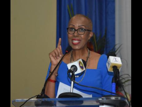 Minister of Education Fayval Williams addresses delegates at the Jamaica Teachers’ Association’s 58th Annual Conference at the Hilton Rose Hall Resort and Spa in Montego Bay on Wednesday.