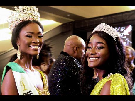 Harrison (right), and Miss Universe Jamaica 2022 Toshami Calvin. 