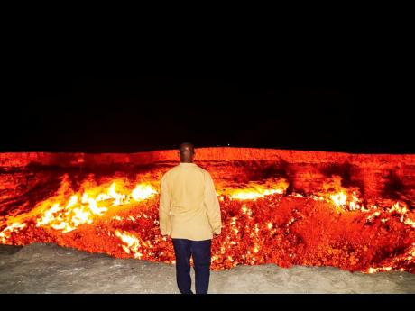 The 37-year-old Jamaican Romaine Welds at the Door to Hell in Turkmenistan.