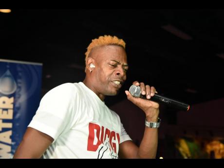 Mr Lexx performs during his Full Hundred launch event held at Usain Bolt’s Tracks and Records on Wednesday.