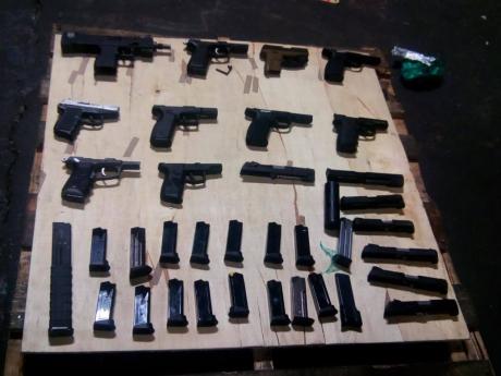 A cache of illegal guns seized at the port recently
