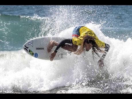 Courtesy of ISA 
Jamaica’s Elishama_Beckford at the World Surfing Games in California.