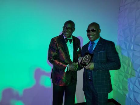 Richie B (left) and Glamour Wayne, at the EME Peer Awards and birthday celebration at Mingles Ultra Lounge in the Bronx.