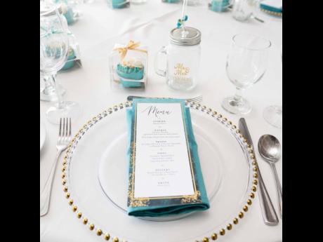 The wedding tablescape took on a modern colour scheme and design to match the couple’s overall style.