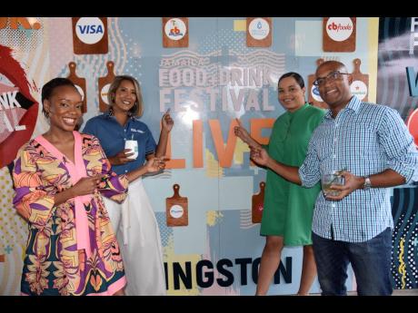 Celebrating the success of the launch are (from left) Lyshon Davis, brand manager of Johnnie Walker; Nasma Chin, festival director of JFDF; Amoye Phillpots-Brown, brand manager of Heineken; and Sean Wallace, head of commerce at Red Stripe Group.  