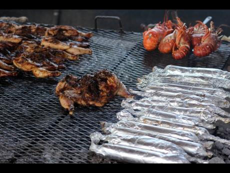 The grill at Mickey’s Jerk Centre was working double time with jerk chicken and lobster on the grates.