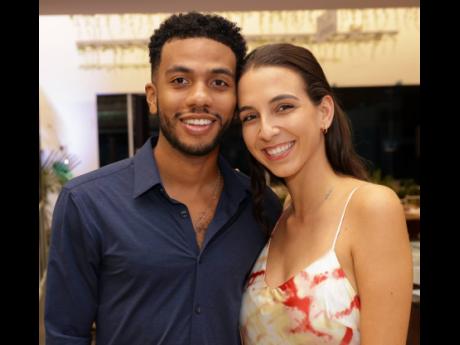 Love was in the air for Jonathan Bair (left) and his lovely fiancée Isabella Issa who were glowing at the launch. Congratulations to you both!