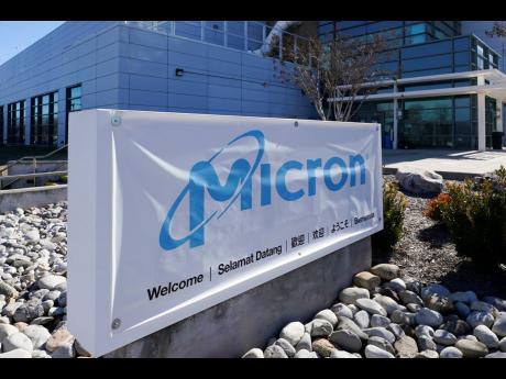 A sign marks the entrance of the Micron Technology automotive chip manufacturing plant in Manassas, Virginia.