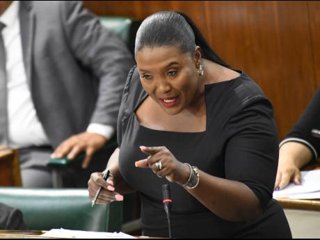 Kerensia Morrison, member of parliament for St Catherine North Eastern, addresses lawmakers during her State of the Constituency presentation on Tuesday.