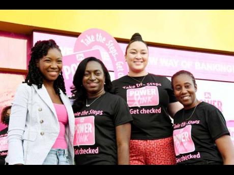 From left: Associate Clinical Psychologist and breast cancer survivor Kamala McWhinney; Saniah Spencer, JN marketing executive; Nakeeta Nembhard, JN manager, product portfolio and market research and Josette Smith-Scott, head of product management and cust