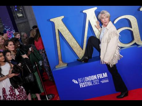 Emma Thompson, who takes up the mantel of  Miss Trunchbull, poses upon arrival for the premiere of the film ‘Roald Dahl’s Matilda The Musical’. 