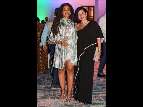 We spotted reggae songbird Nadine Sutherland (left) with Rose Tavares-Finson,during the Ministry of Culture, Gender, Entertainment and Sport’s National Honours and Awards Reception held at The Jamaica Pegasus hotel on Heroes Day. 