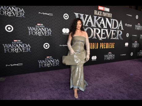 Rihanna arrives at the world premiere of ‘Black Panther: Wakanda Forever’ on Wednesday, October 26, 2022, at the Dolby Theatre in Los Angeles.