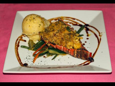  The lobster thermidor in coconut curry sauce served with mashed potato.