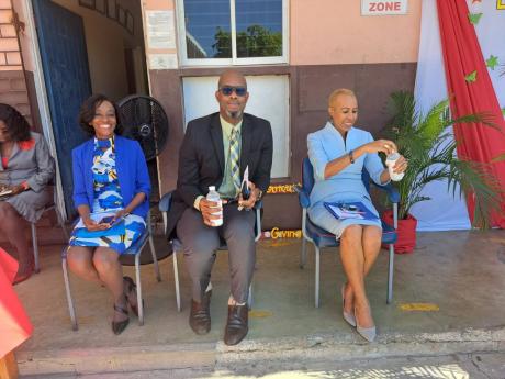 From left: Renee Mair, guest speaker; Member of Parliament for South Eastern St Catherine Robert Miller; and Minister of Education Fayval Williams at Portsmouth Primary School’s prize-giving ceremony.