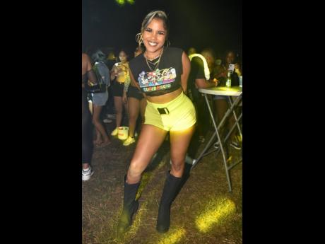 Recording artiste Denyque stood out in her neon-green shorts. 
