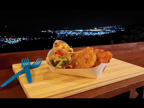Salt fish fritters, served with steamed vegetables, are a popular pick among patrons who pass by Hills & Chill Tuesdays.