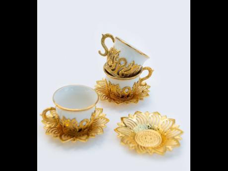 Traditional tea cup and saucer set from Istanbul, Turkey.