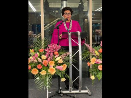 Corah Ann Robertson Sylvester, chair of the Maritime Authority of Jamaica, hosts the launch of Jamaica's candidature to Category C of the International Maritime Organization Council, biennium 2024-2025 addresses guests.