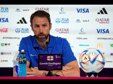 England’s head coach Gareth Southgate speaks to the media during a press conference at the Qatar National Convention Center on the eve of the Round of 16 World Cup soccer match against Senegal in Doha, Qatar on Saturday.
