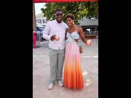 Stephen Price, country manager, FLOW and wife, UN Women consultant Imani Duncan-Price, at Scotiabank’s Brunch on the Sands.  