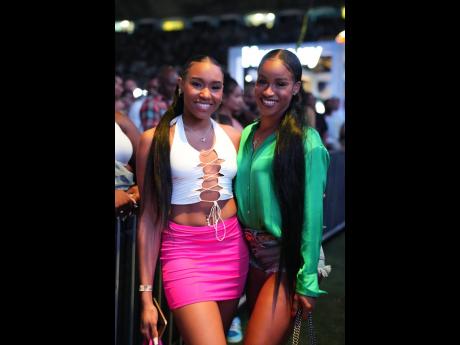 Sprinter Briana Williams (right) and friend D’Jannah Shaneece made it a girls night out.
