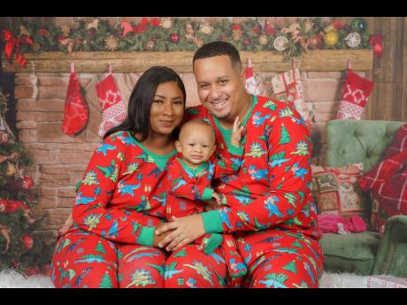 
The Leon family (from left) Shanelle, Matthew and baby Luke spend quality time in matching pajamas. 