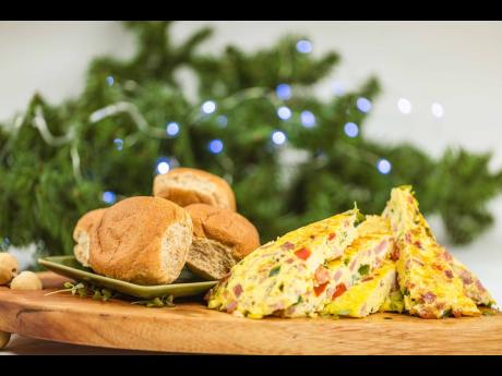 This frittata with ham, eggs, cheese, scallion and bell peppers is a great way to use up your Christmas leftovers.