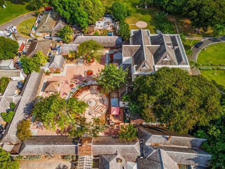 An aerial photograph of Devon House, taken on Friday, December 23, showing the redeveloped courtyard which has been the subject of debate in recent days.