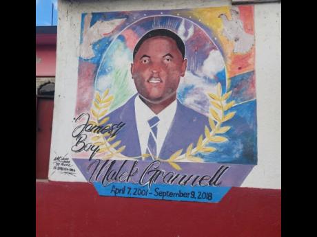 A mural of Tameika Peart’s first son Malek ‘Jamesy Boy’ Grannell, who died suddenly on September 9, 2018, also at the age of 17.