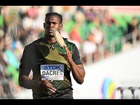 Fedrick Dacres competing in the men’s discus final at the World Athletics Championship at Hayward Field in Eugene, Oregon on July 19, 2022.