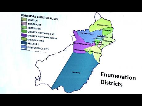 The proposed enumeration districts for Portmore.