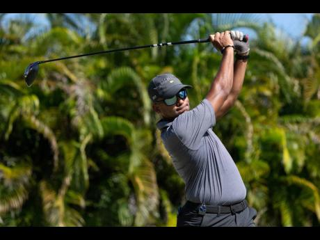 William Knibbs of Jamaica plays his stroke from the No. 13 tee during Round One of the 2023 Latin America Amateur Championship being played at the Grand Reserve Golf Club in Puerto Rico on Thursday, January 12, 2023.