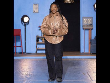 Jamaican-blooded menswear designer Bianca Saunders at the Paris Fashion Week Autumn/Winter 2023 showing of ‘Playwork’, inspired by Jamaican ‘King of Comedy’, Oliver Samuels.
