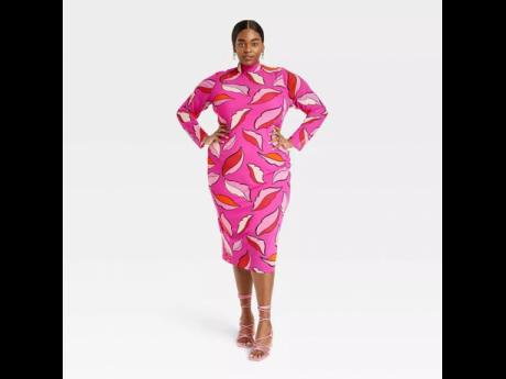 The Target x Sammy B women’s long sleeve mesh bodycon dress in pink floral.