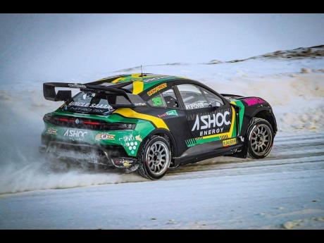Nitro RX Championship driver Fraser McConnell gets used to driving on ice.