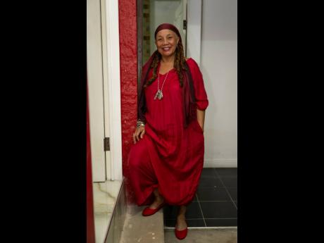 Lady in red, Jackie ‘Amba’ Cohen Hope of Mutamba, looked comfortably fashionable in one of her designs.