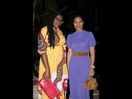 Above: Giving colourful style were Nerisha Farquharson (left), vice- president, private capital, Proven Group, and Marsha-Gaye Nelson, retail operations manager, Mother’s Enterprises.